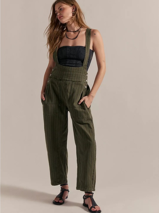 Free People Pants - We The Free Felix Striped Overalls Size Medium NWT